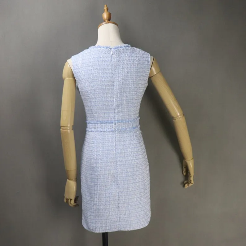 Women's CUSTOM MADE Tweed Blue Jacket Coat Blazer  Dress/ Skirt/ Trousers